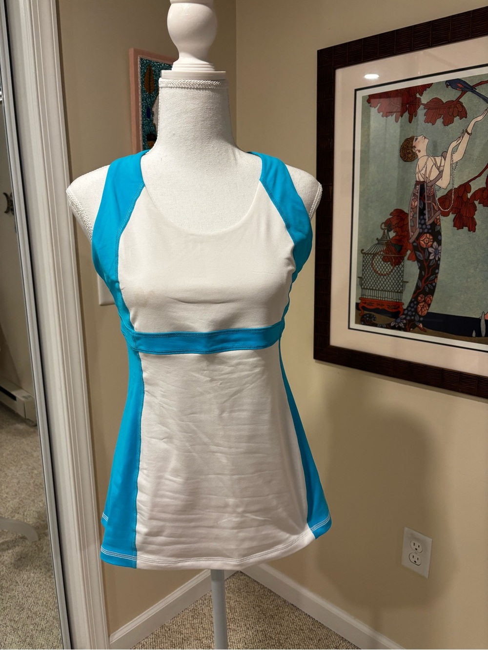 lululemon athletica White and Turquoise Racerback Tank